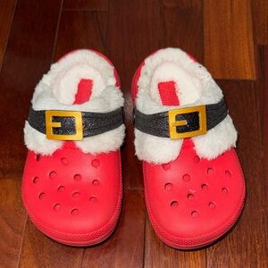 Crocs  kid’s Red Santa Clogs with Faux Fur